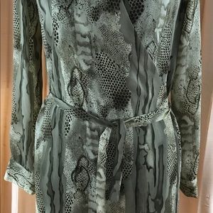 Olive green snakeskin wrap dress Sz 6
